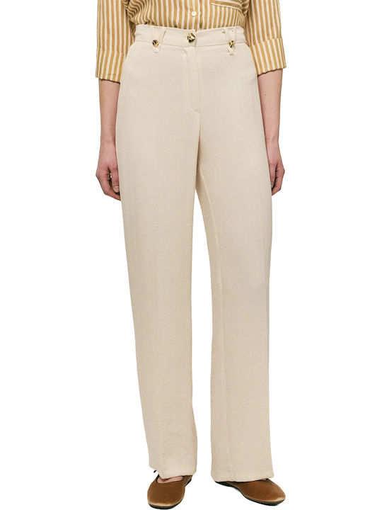 Women's Linen Trousers Ecru