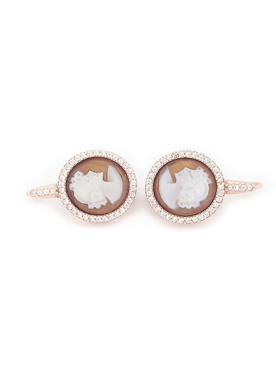 Dangle Earrings Made of Gold Plated Silver with Pink Stones