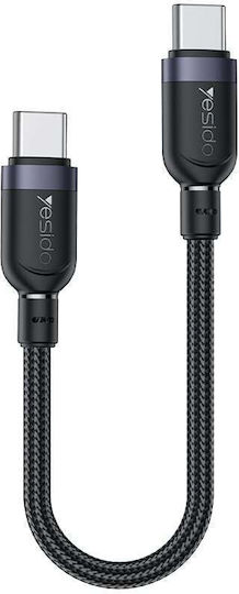 Yesido Braided USB 2.0 Cable USB-C male - USB-C 60W PD Μαύρο 0.3m