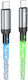 Hoco LED / Braided USB 2.0 Cable USB-C male - USB-C 12W Πολύχρωμο 1m U112