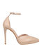 Pointed Toe Heels with Strap Beige