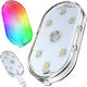 Lampă Ambientală Auto Led RGB Zola 8 Moduri de Iluminare Suport Magnetic 6 Leduri Alimentată cu Baterii 5.5 X 2.5 Cm Transparentă