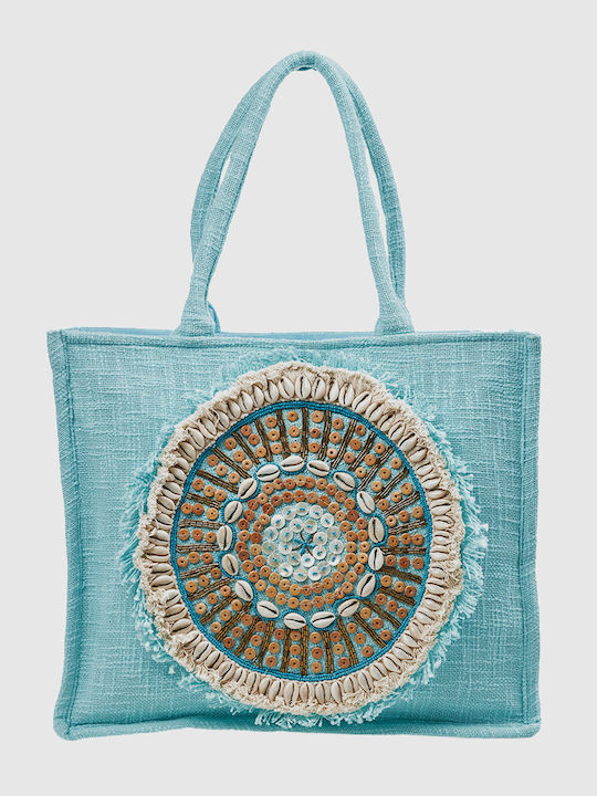 Verde Stoff Strandtasche Blau