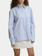 Long Sleeve Women's Shirt Light Blue Striped
