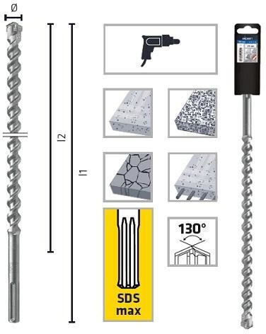 Alpen Drills Burghie În Trepte Cu Cap De Foraj SDS Max Pentru Materiale De Construcție 38x520mm