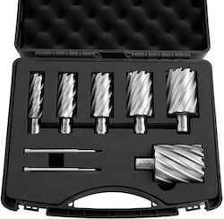 Set 8 Freze de Frezat Magnetice cu Coada Weldon Adâncime de Tăiere 50,8 Mm Diametru de Tăiere 22,22 Mm-50,8 Mm Oțel de Mare Viteză 6 Burghie 2 Pini Pilot Carcasă din Plastic Set 8 Freze de Frezat Magnetice cu Coada Weldon Adâncime de Tăiere 50,8 Mm Diametru de Tăiere 22,22 Mm-50,8 Mm Oțel de Mare Viteză 6 Burghie 2 Pini Pilot Carcasă din Plastic