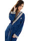 Guy Laroche Monogram Bathrobe Hooded Marine