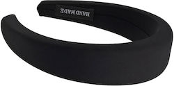 Großes Stirnband Haar In Satin Gepolstert Glamour Schwarz