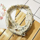 Twisted Headband Casual Hair In Flowered Satin Minimalist Beige