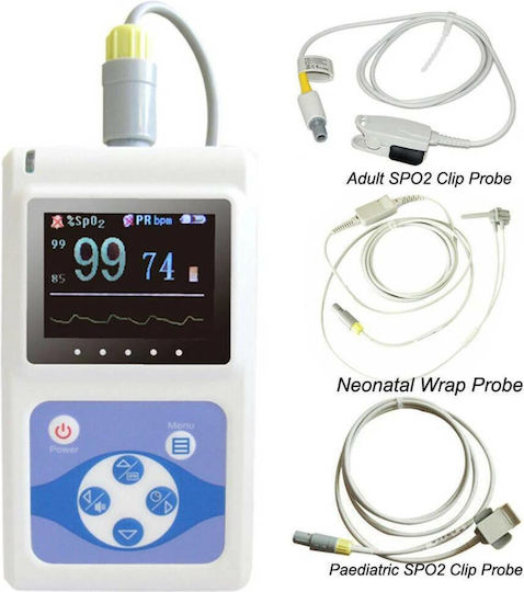 Contec CMS60D3 Επαγγελματικό Οξύμετρο Χειρός με 3 Αισθητήρες Δακτύλου Ενηλίκων, Παιδιών & Νεογνών για Παιδιά Λευκό