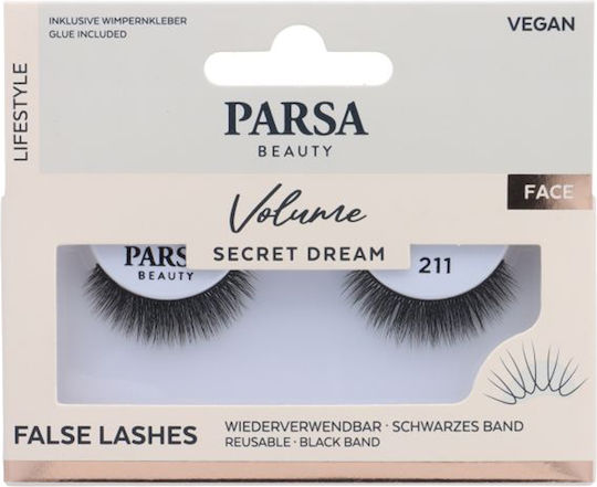 Parsa Beauty False Lashes Τεχνητές Βλεφαρίδες Volume Secret Dream1 Ζευγάρι & Κόλλα No 211
