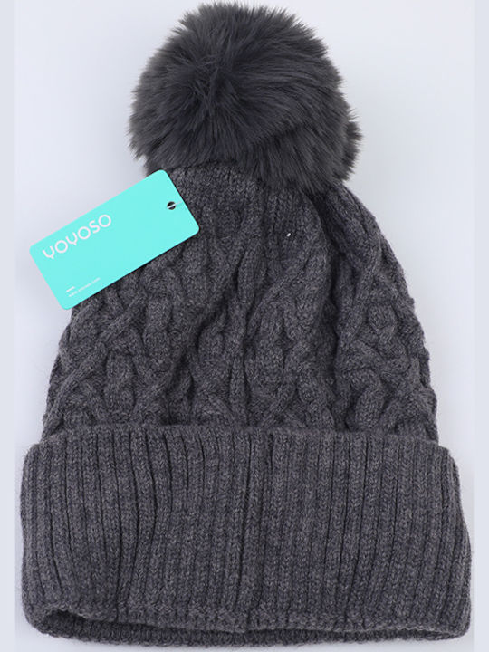 Beanie Unisex Σκούφος Πλεκτός σε Γκρι χρώμα