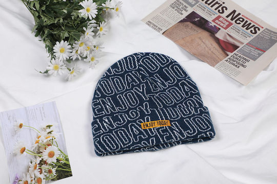 Beanie Unisex Σκούφος Πλεκτός σε Μπλε χρώμα