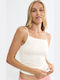 Silk White Women's Tank Top with Spaghetti Strap