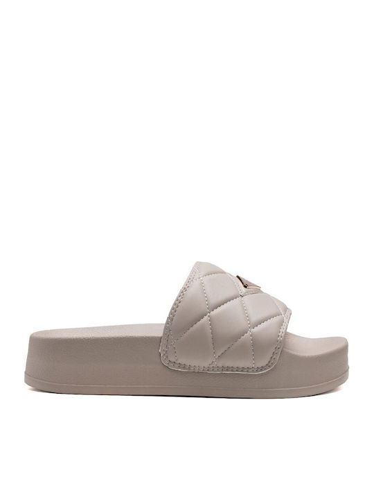Lotty Slides in Beige Colour