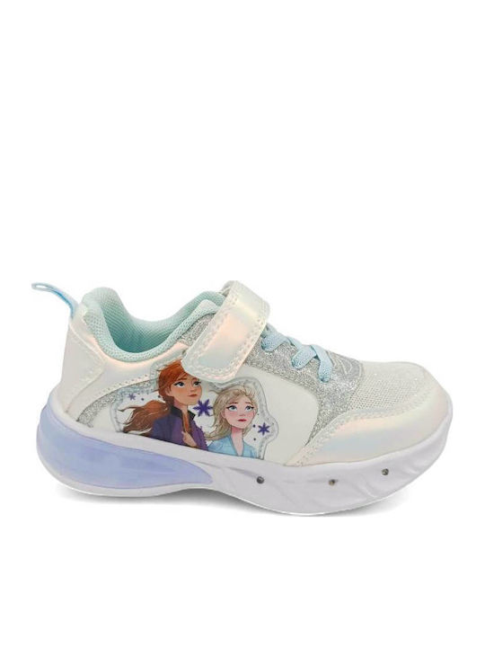 Kids Sneakers with Hoop & Loop Closure & Lights White
