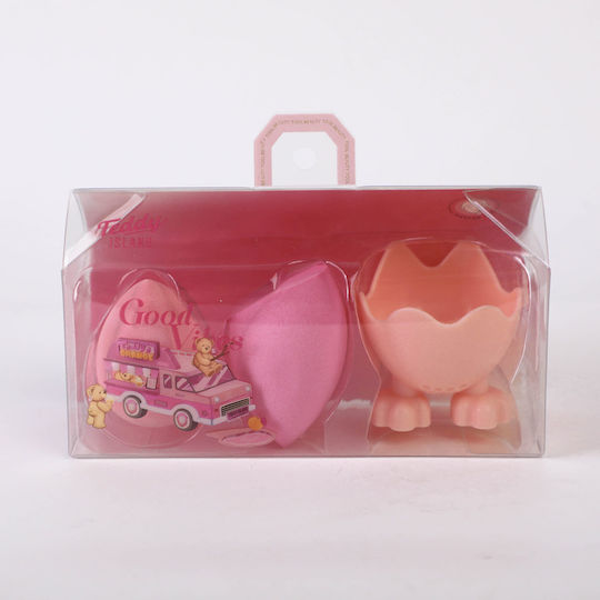 Teddy Island Series Σετ 2 Beauty Blenders Θήκη Εύκολη Αποθήκευση