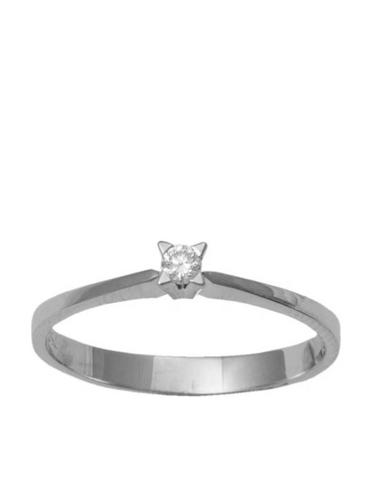 Diamond Jools Single Stone Ring In 18K White Gold With Diamond Diamond Jools Single Stone Ring In 18K White Gold With Diamond