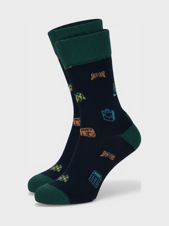 Pournara Herren Socken mit Blauem Muster