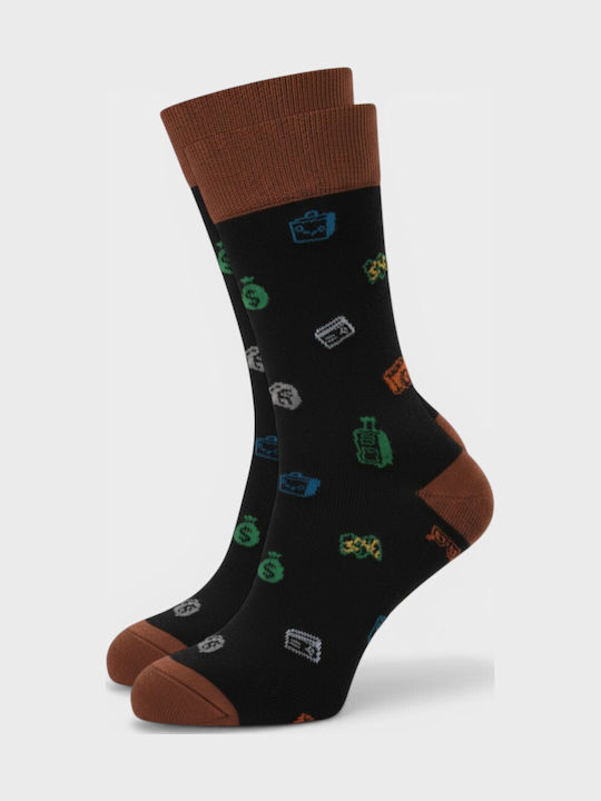 Pournara Herren Socken mit Muster Braun