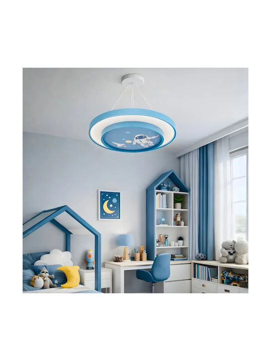 Kids Ceiling Light Astronot Double Blue Led With Remote Control 40x40cm