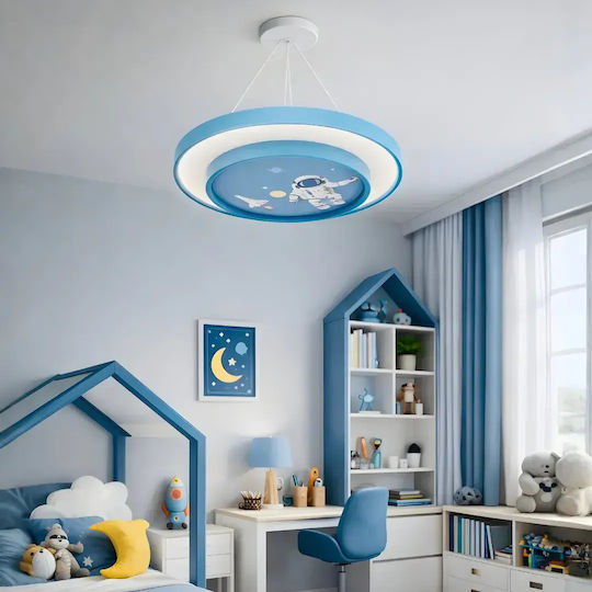 Kids Ceiling Light Astronot Double Blue Led With Remote Control 40x40cm