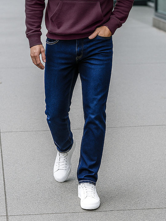 Men's Elastic Jeans Pants with Regular Fit Blue