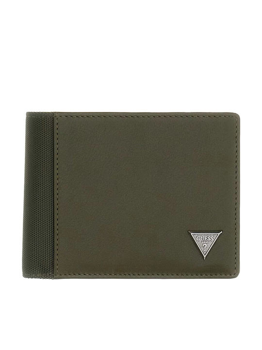 Guess Billfold Δερμάτινο Ανδρικό Πορτοφόλι Χακί