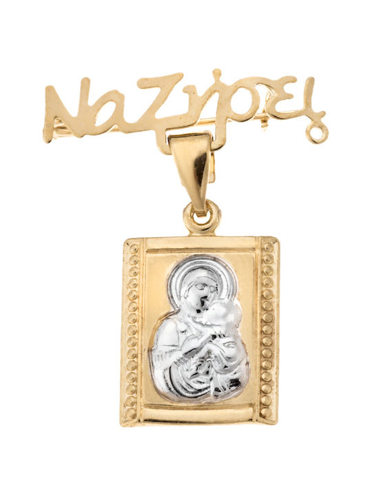 Children's Safety Pin Charm Made of 9K Gold