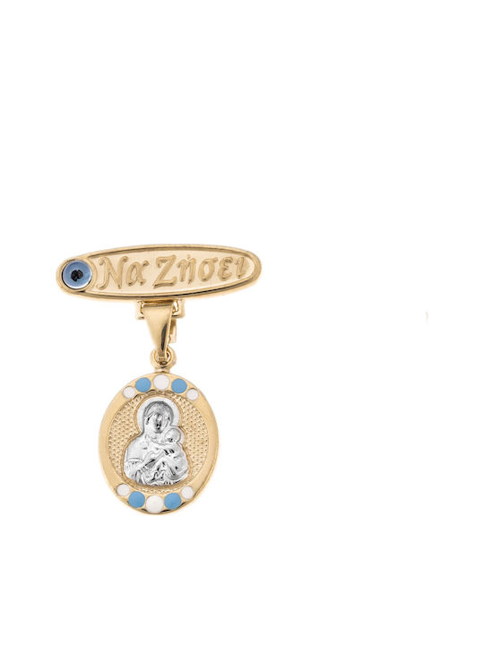 Children's Safety Pin Charm Made of 9K Gold