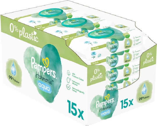 Pampers Harmonie Aqua Șervețele Umede Bebe cu 99% Apă Fără Alcool și Parabeni 12x60buc
