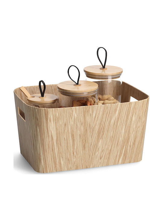 Wooden Storage Box with Lid Beige 34.2x24.5x18cm