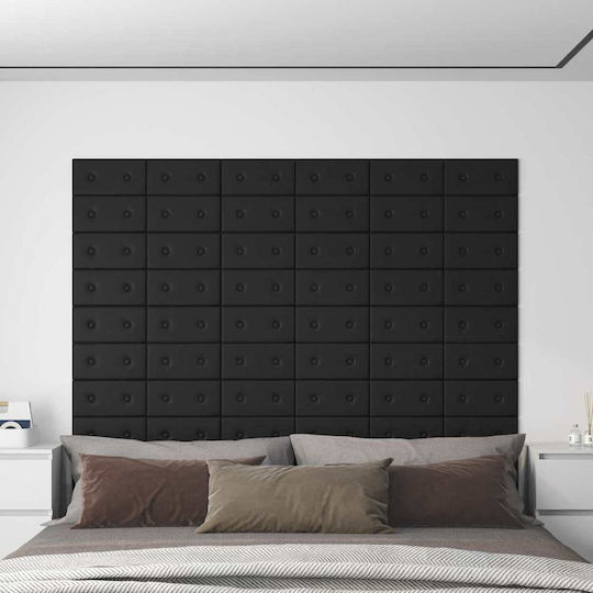 vidaXL Wall Headboard 12 Pieces Black 30x15cm Artificial Leather