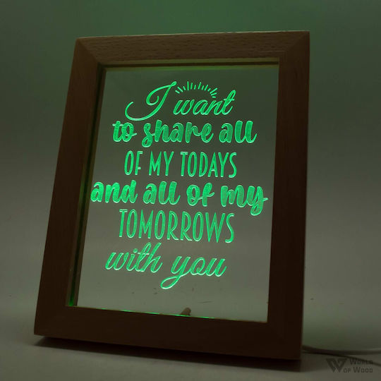 World of Wood Διακοσμητικό Φωτιστικό Quote -todays And Tomorrows LED Love