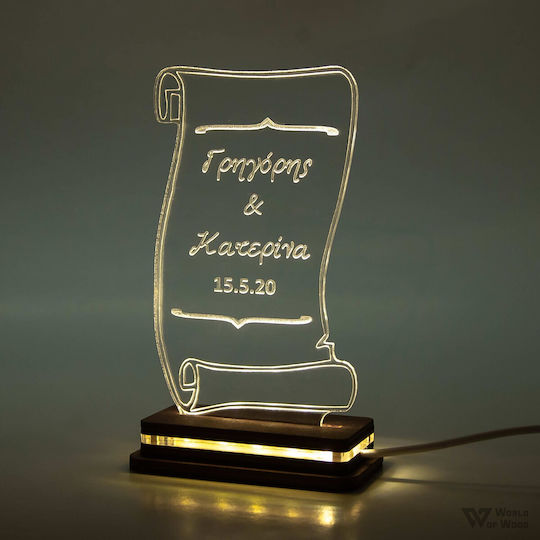 World of Wood Decorative Table Lamp Papyrus LED Warm White Love 10x18cm