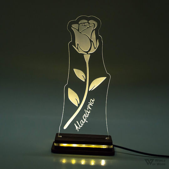 World of Wood Decorative Table Lamp Rose LED Warm White Love 23x9cm