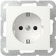 Gira Single Flush Power Socket with Key White