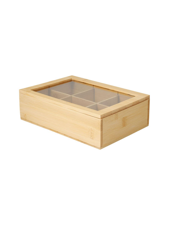 Box for Tea Coffee with Lid Wooden Transparent 16x7x24cm