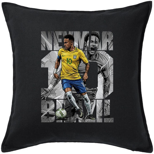 Koupakoupa Sofa Cushion Neymar from 100% Cotton Black 50x50cm