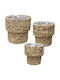 Marhome Plant Pots Rattan Brown Set of 3
