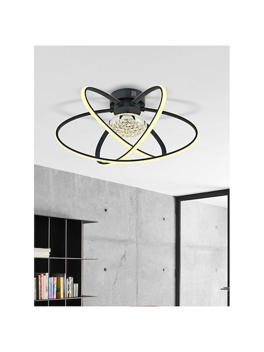 Seher Σφαιρικό Τριπλό Κομψό Μεταλλικό Led Φωτιστικό Οροφής Ανθρακί 50x50x30cm