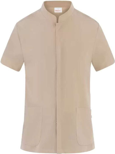 Jachetă Bucătar Mânecă Scurtă Bej Slim Fit Sintetic Ruben