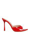 Women's Mules Made of Patent Leather with High Heel in Red Color
