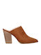 Suede Mules with Chunky High Heel in Brown Colour