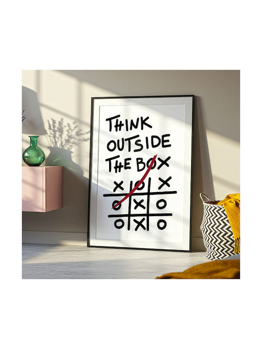 Quote Poster Think Outside Box Pq188 30cm X 40cm Brown Wooden Frame