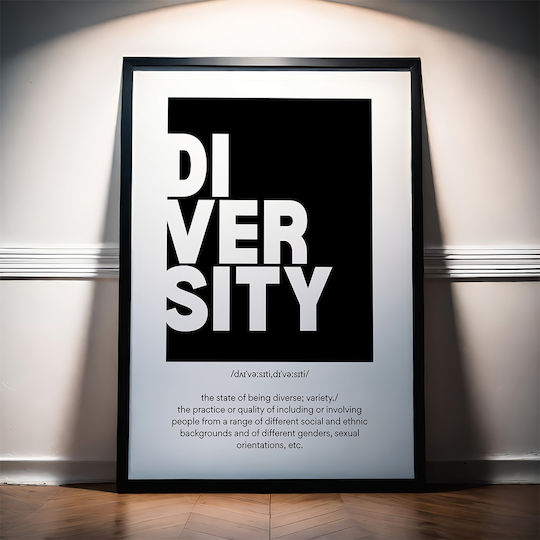 Quote Poster Diversity Pq194 60cm X 90cm Natural Wooden Frame Beige
