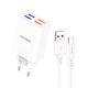 Kakusiga Φορτιστής με 4 Θύρες USB-A και Καλώδιο USB-C 25W Λευκός (KSC-1682)