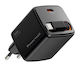 Powertech Charger with Integrated GaN Cable with USB-C Port USB-C 65W Power Delivery / Quick Charge 2.0 / Quick Charge 3.0 / Quick Charge 4.0 Black (PT-1573)