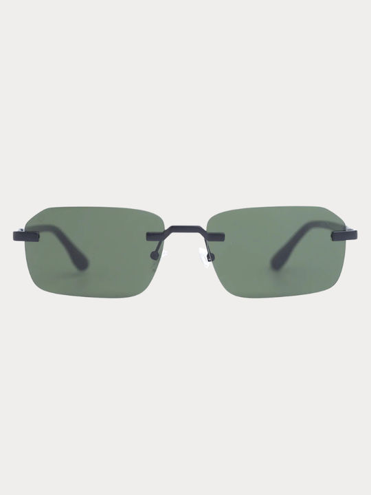 Faos Men's Sunglasses With Black Metallic Frame And Black Lens