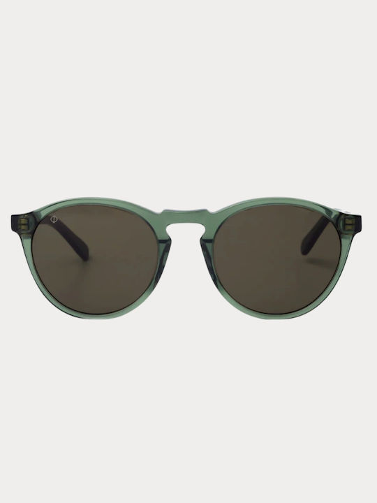 Faos Men's Sunglasses with Green Horn-Rimmed Frame and Green Lens